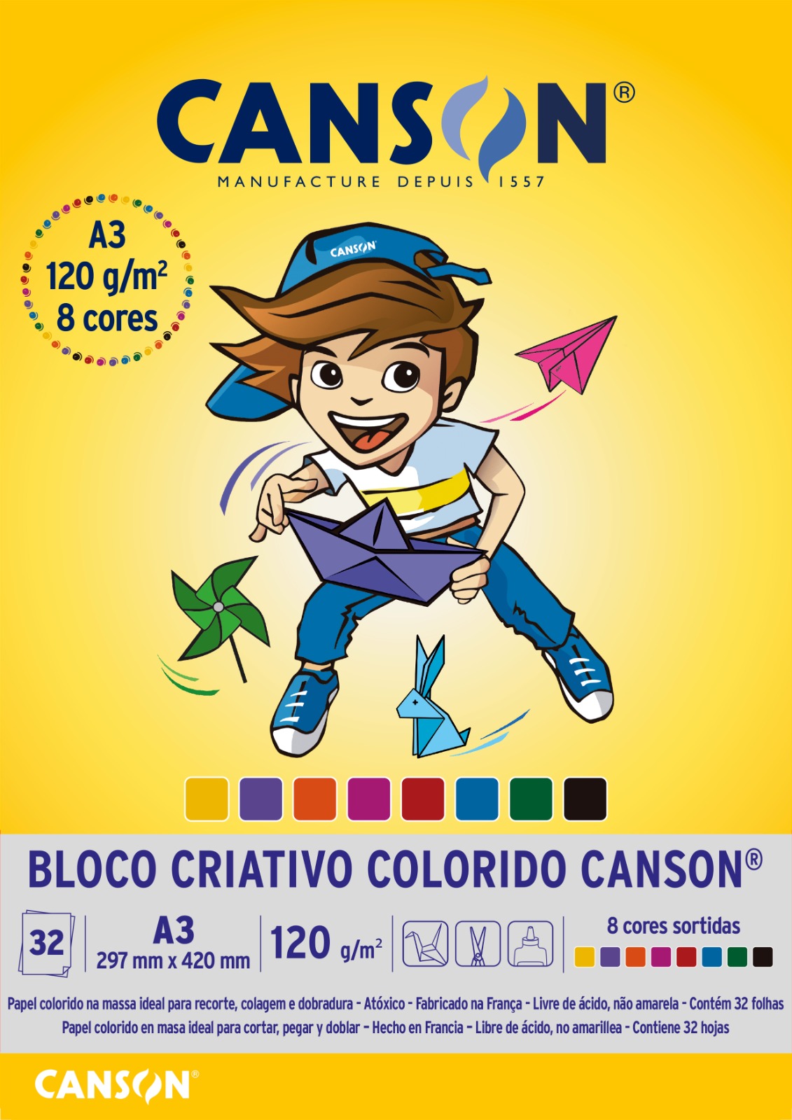 Canson BLOCO CRIATIVO COLORIDO A3 120g/m²