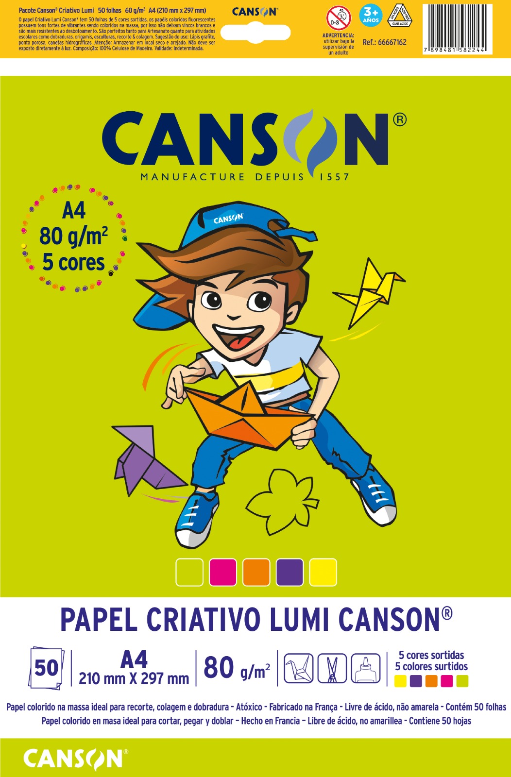 Canson PAPEL CRIATIVO 5 CORES A4 80g/m²